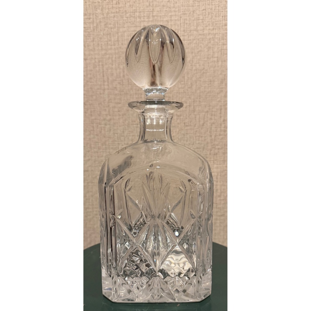 Towle 24% Lead Crystal Decanter Square Whiskey Bottle Made in Poland Stopper